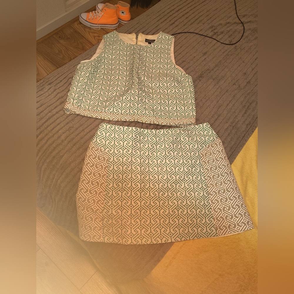 Crop top and mini skirt